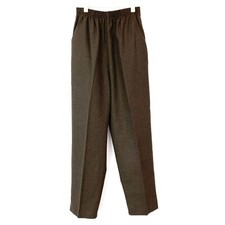 Vintage Briggs Made in USA Elastic Waist Polyester Brown Trousers Pants Womens 8