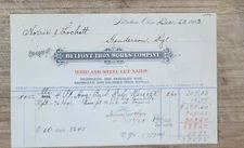 1903 Billhead Ironton Ohio Belfont Iron Works Company