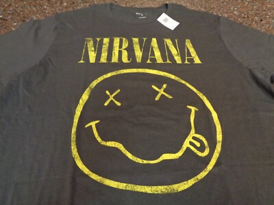 Nirvana Adult Extra Large XL SS T-shirt Dark Gray NWT Logo Tee Cobain