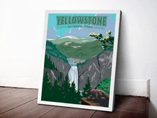 Yellowstone National Park 40x50cm Stretched Travel Canvas Wall Art Print