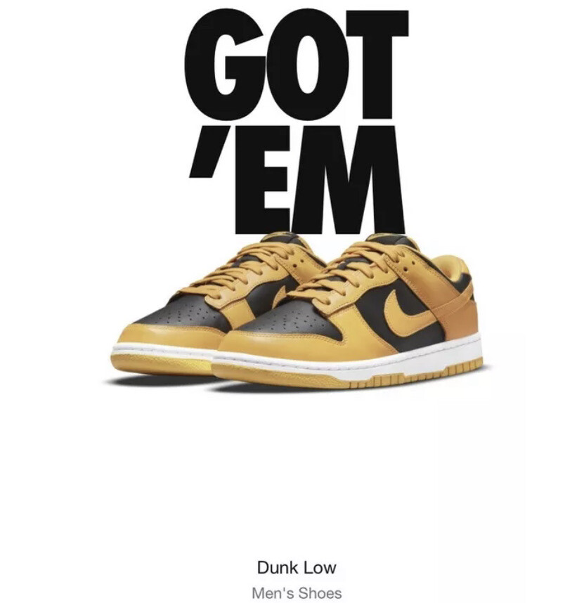 Nike Dunk Low 2021 Retro Championship Goldenrod Men's Size 11.5