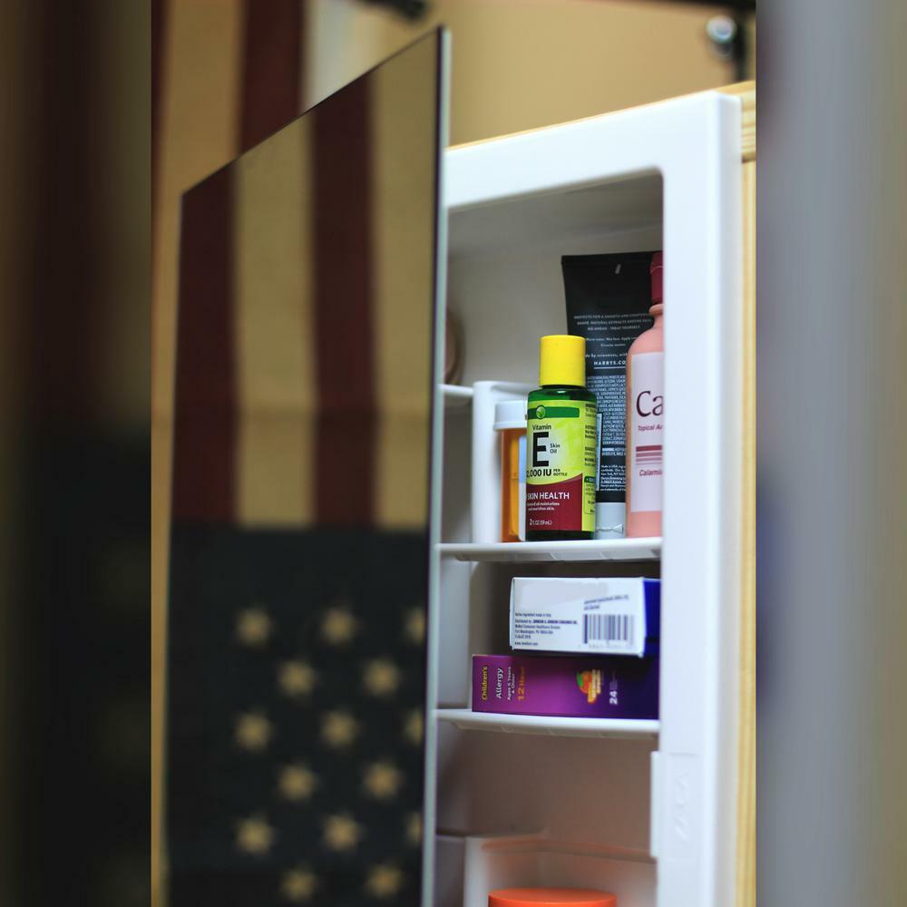 Glacier Bay Medicine Cabinet Frameless Recessed 6 Shelves Polished 