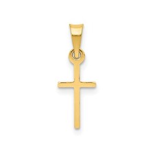 14k Yellow Gold Solid  High Polished Mini Cross Charm
