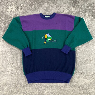 Vintage Glenmuir Golf Sweater Mens Large L Purple Colorblock