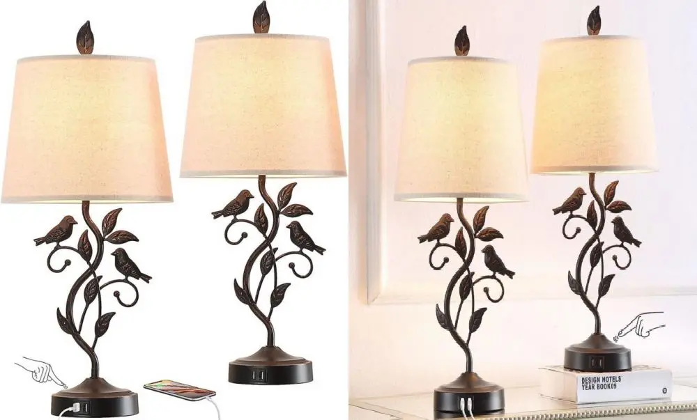 Set of 2 Touch Control Living Room Table Lamps with 2 USB Ports, | eBay