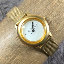 Guess Women Dress Gold Mesh Band Round 25mm Quartz Analog Watch 7"