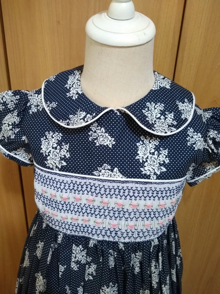 Vestido para niñas pequeñas azul floral vestido ajustado talla 5 vestido de fiesta de vacaciones Foto 3 de 4