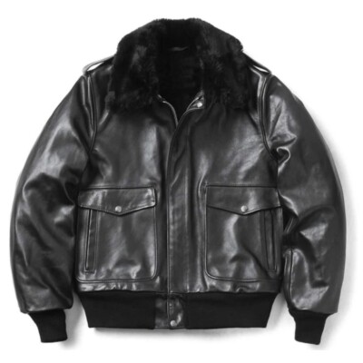 Men s Shearling Bomber Leather Jacket Made In Real Sheep Leather In Brown