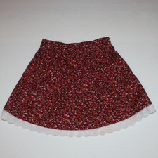 H M Girl's Soft Corduroy Skirt with Floral Print Lace Trim in Child size 3-4