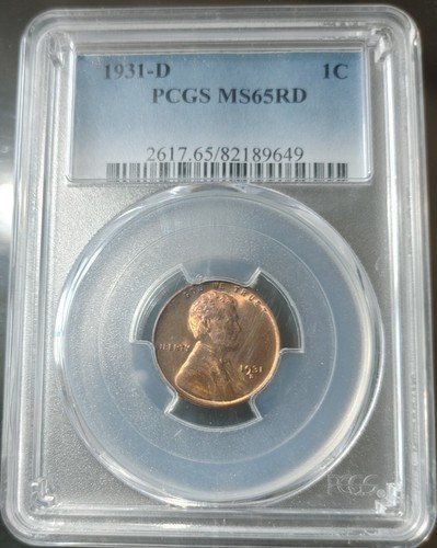 1931-D U.S. Lincoln Wheat Cent PCGS MS65RD 2617