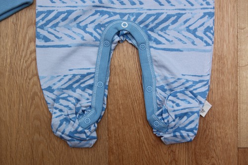 Burt's Bees Baby Boy Footed Coverall & Hat Set ~ Blue & Gray ~ 0-3M - Picture 4 of 5