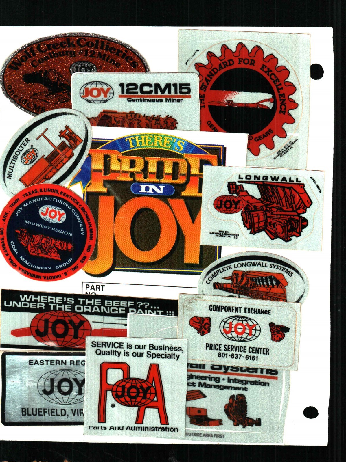 HUGE LOT OF 100 DIFFERENT JOY COAL MINING STICKERS eBay