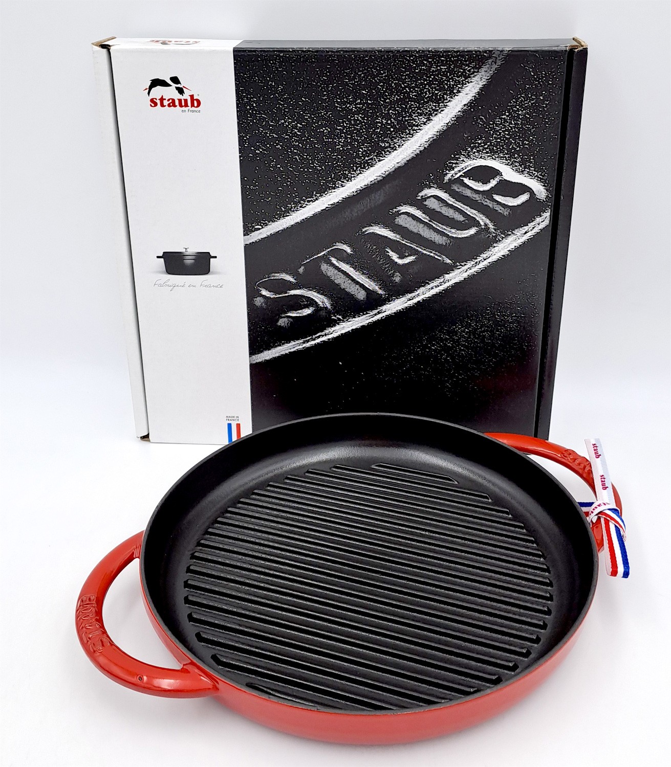 Staub Grillpfanne rund 26 cm kirschrot KLEINE ABPLATZUNGEN AM RAND