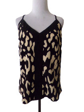 Shein Animal Print Camisole Tank Top Black Tan Spaghetti Strap V-Neck Women Sm