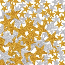 Glitter Star Foam Stickers - Sparkly Gold and Silver,Self Adhesive for Kids C...