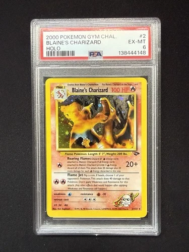 POKEMON BLAINE'S CHARIZARD GYM CHALLENGE #2/132 PSA 6 ENGLISH
