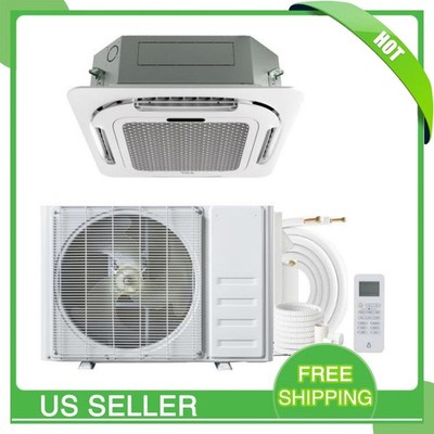 24000 BTU Ceiling Cassette Mini Split Air Conditioner Cooling & Heating 208/230V