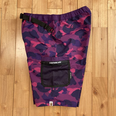 BAPE Purple camo cargo shorts a bathing ape Size L | eBay