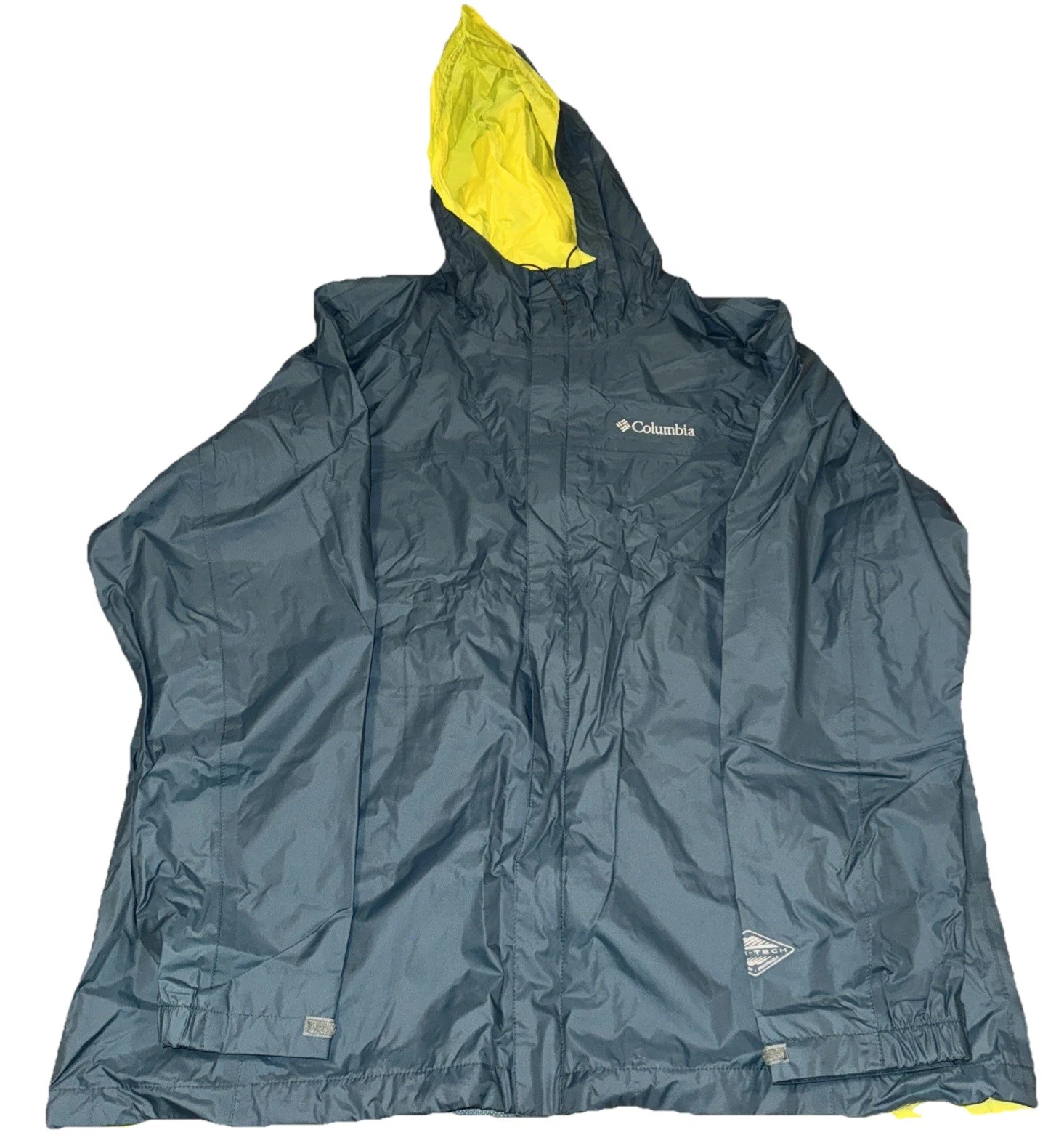 Columbia Omni-Tech Rain Jacket Unisex 1X Waterproof Hooded Shell Everblue
