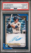 2024 BOWMAN DRAFT CHROME AUTO TRUE BLUE REFRACTOR COOPER PRATT /150 PSA 10