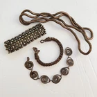 Copper Tone Jewelry Lot Bracelets Necklaces Vintage Costume Metal Unique