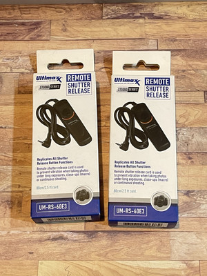 2 Pack Ultimaxx Remote Shutter Release For Canon Samsung Pentax Sigma 2.5ft