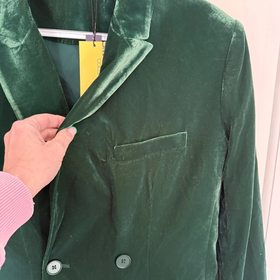 ¡Nuevo! Blazer Smash + Tess muy terciopelo en verde invierno nuevo con etiquetas nuevo Foto 3 de 4
