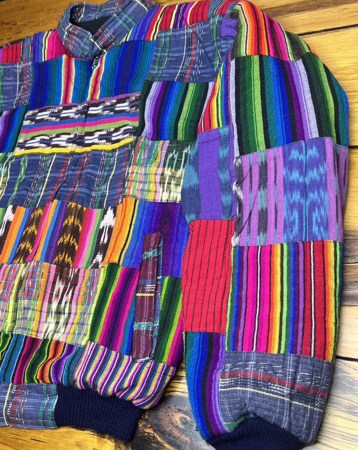 Vintage 90s Patchwork Bomber Jacket Guatemalan Se… - image 8