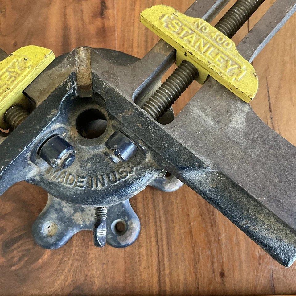 Винтажный Stanley No Тиски торцевые поворотные с наклонной рамой 400 сделано в США - Изображение 3 из 4