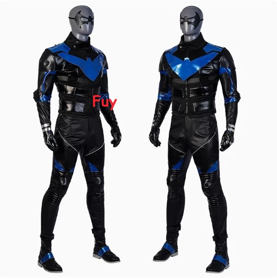 Batman: Gotham Knight Nightwing Battle Outfit Men Halloween Suit Cosplay Costume - Image 4 of 4