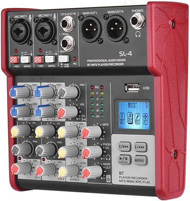 Btuty 4-Kanal-Mischkonsole Mit 2 Bändern EQ Eingebaute 48 V Phantomspeisung Unte