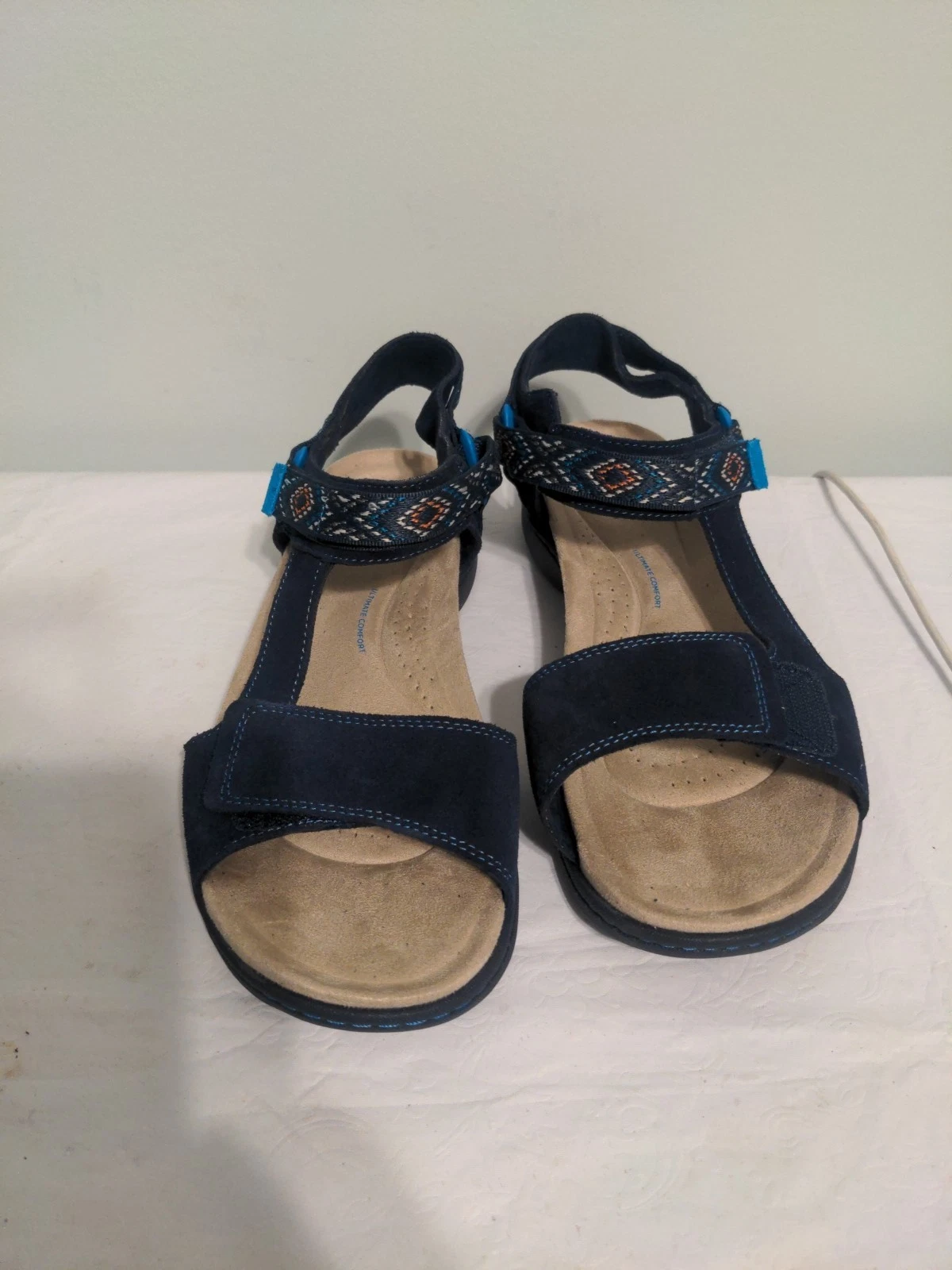 Sandali bassi sportivi Clarks Collection donna taglia 9Amanda step blu scamosciati cinturino