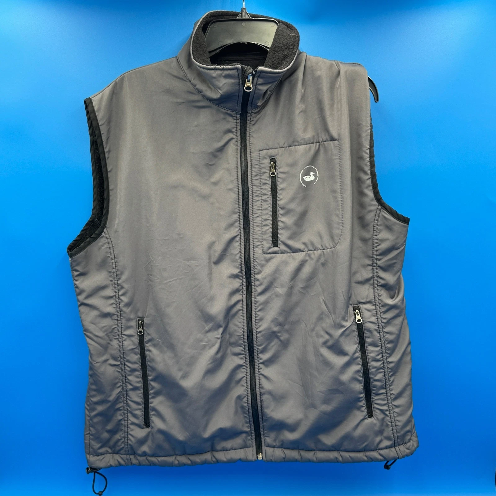 Southern Marsh Fieldtec Mens Gray Full Zip Vest Size Large Duck Logo Puffer