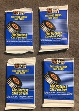 1990-91 PRO SET NHL HOCKEY LOT OF 4 SEALED WAX PACKS, 15 PHOTO CARDS/PACK