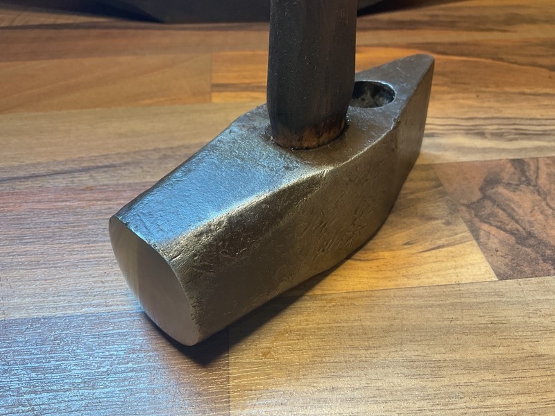 Vintage Blacksmith/Lineman 3 lb. 7oz. Straight Peen Hammer w/Peg Hole