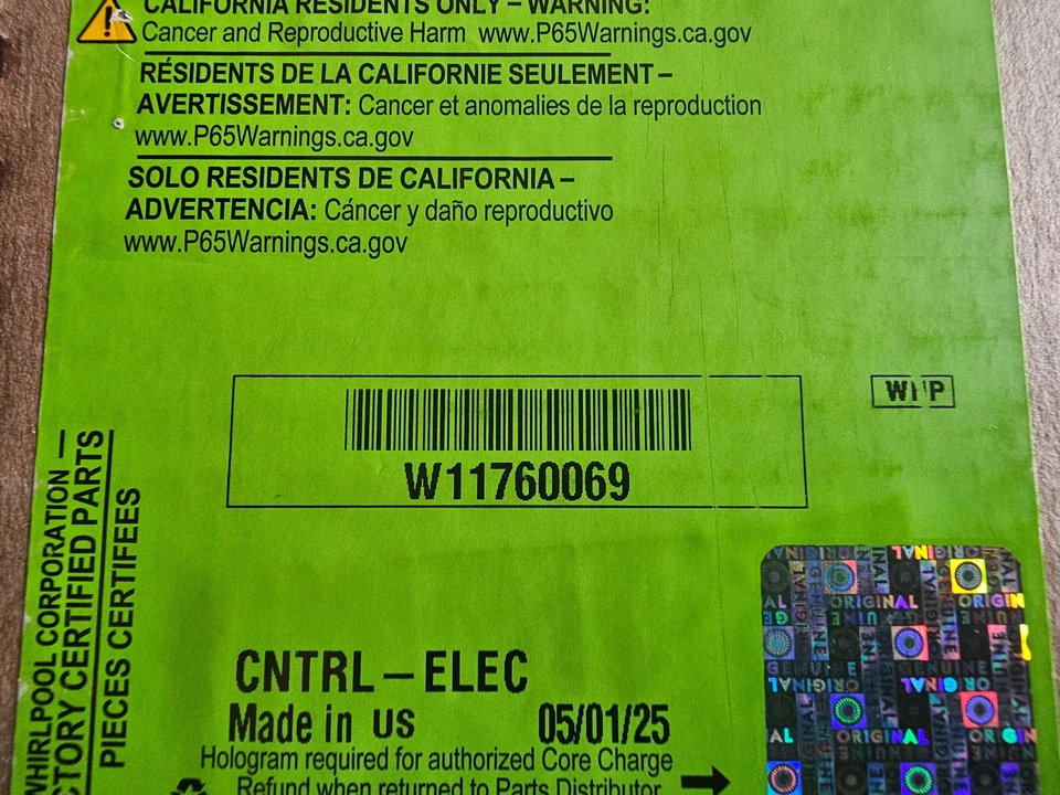 Brand New!! Whirlpool Refrigerator Control Board Part# W11760069 - Image 2 of 2