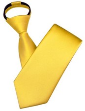 Branduce 3.15"  8cm  Mens Solid Satin Tie Pre-tied Adjustable Zipper Yellow