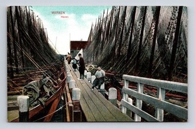 View Haven Docks & Sailboats Fishing Boats Marken Holland Netherlands Postcard