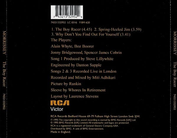 Morrissey The Boy Racer 3-Track CD 2 Single 1995 Spring Heeled Jim Live+