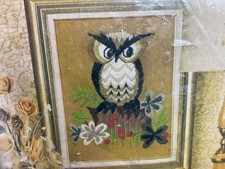 Avon Creative Needlecraft Owl Needlepoint complete craft kit Owl with flowers