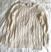 NWT Ann Taylor Loft Cable Knit Sweater White Ivory Neutral Women's XS NEW Soft