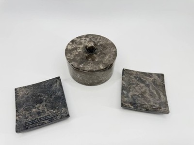Creative Home Marble Bathroom Accessory Set 3 Pc Box & Trays 3.06 lb