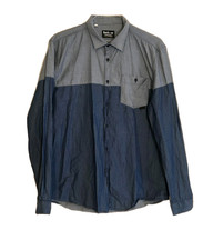 Barbour International Alta Shirt Long Sleeve Button Men's Large 100% Cotton Blue