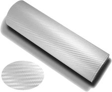 DIYAH 3D White Carbon Fiber Film Twill Weave Vinyl Sheet Roll Wrap DIY Decals...