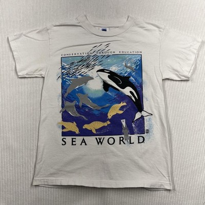 Vintage Kingstree Classic Shirt Mens M White Sea World Orca Graphic Tee 90s USA