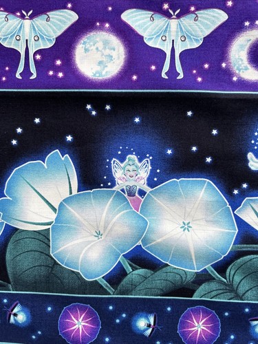1 Metre Henry Glass Glow In The Dark Magic Moon Garden Craft Cotton 110 cm Wide - Picture 6 of 14
