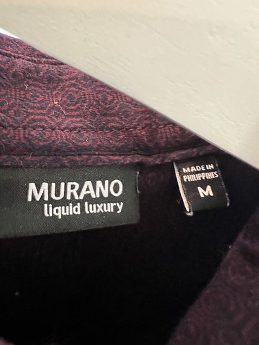 Murano Liquid Luxury Men's Medium M Button Down Shirt Purple Print Collared - Picture 3 of 4