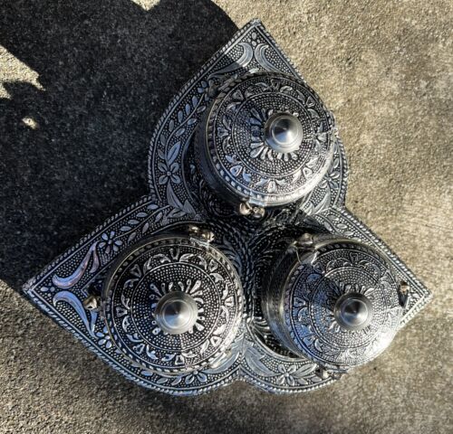 Moroccan Style Metal Decorative Condiments Serving Hindu - SAJAVAT HANDICRAFT - Picture 2 of 18
