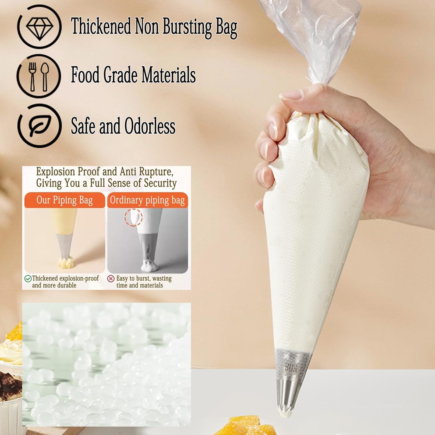 200 Pack 16 Inch Disposable Piping Bags Plastic Cake Icing Decorating Bags