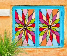 3D Color Plum ZHUA326 Window Film Print Sticker Cling Stained Glass UV